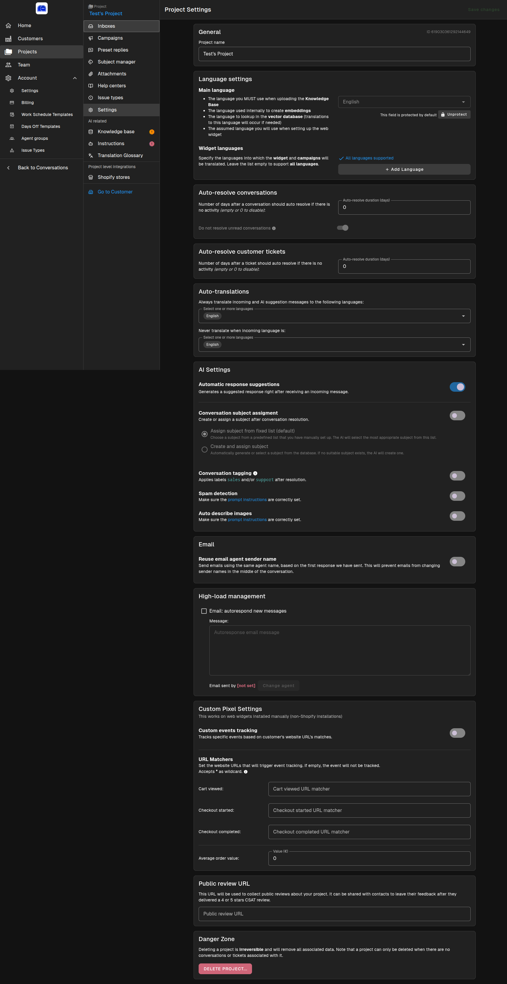 Project Settings