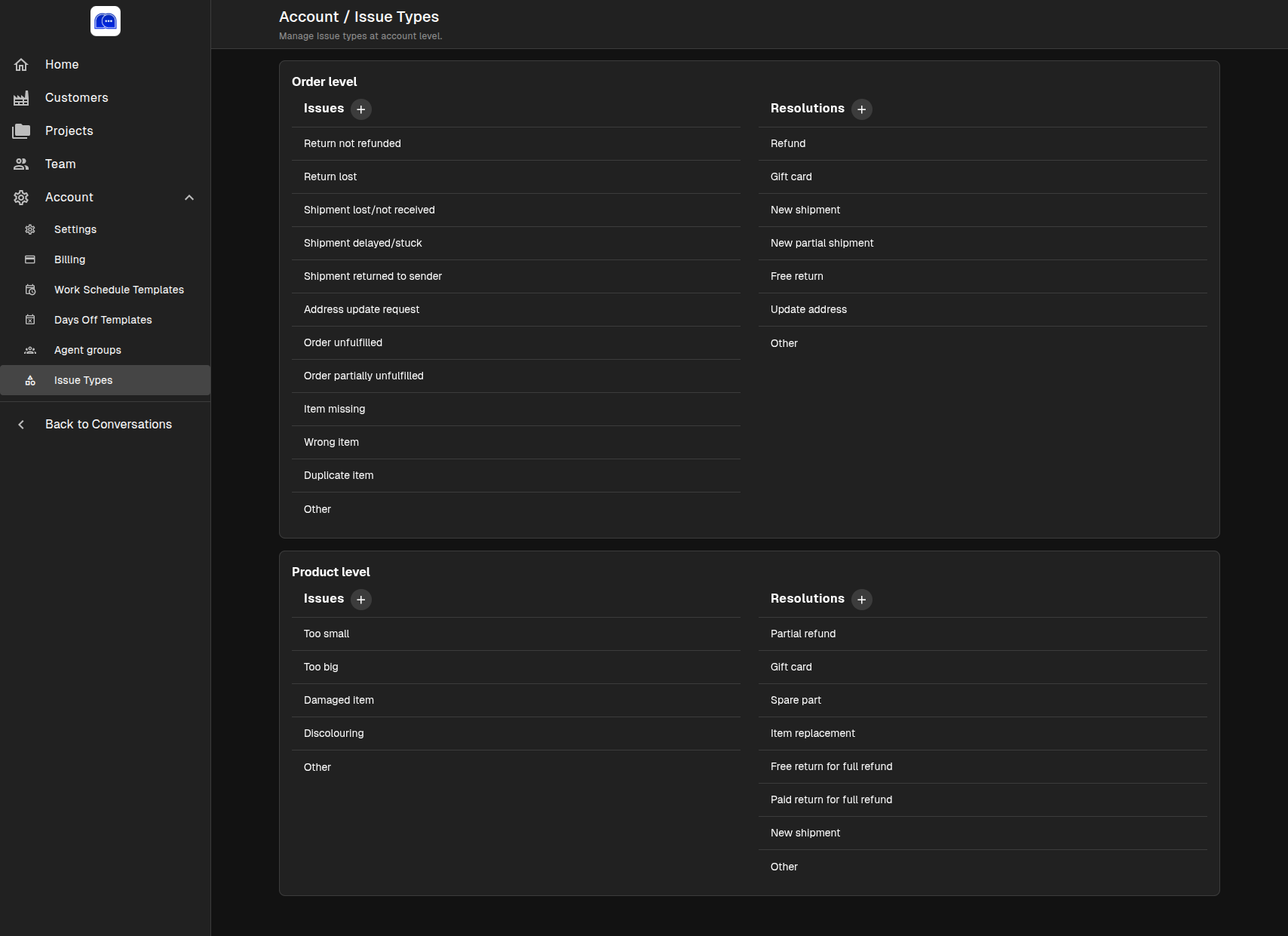 Issue Types